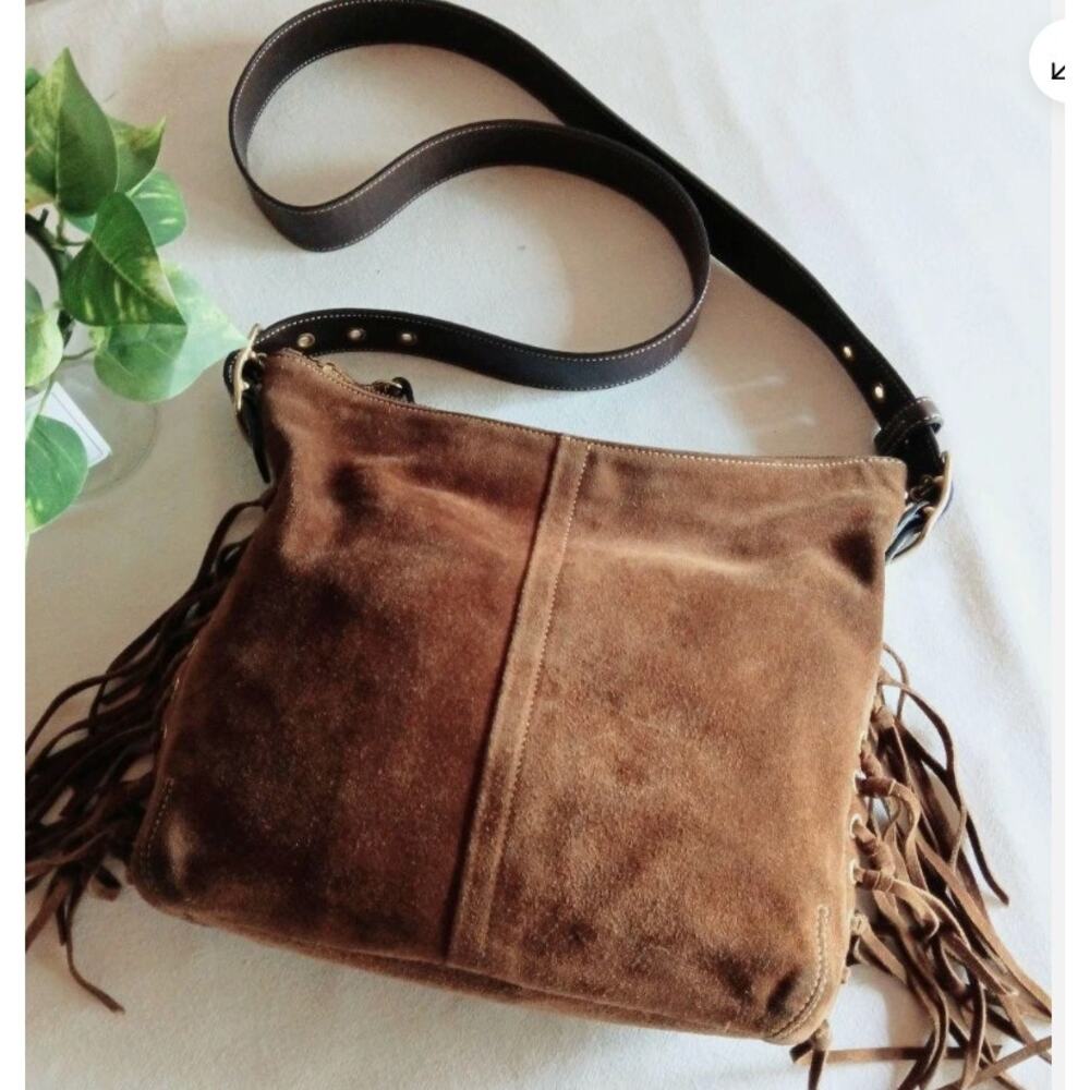 Coach Brown Suede Fringe Crossbody Bag